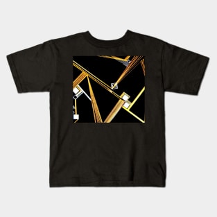 BLACK GOLD GEOMETRIC ART DECO MOD DESIGN Kids T-Shirt